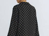 Принтованная блузка с рукавом 7/8, Черный