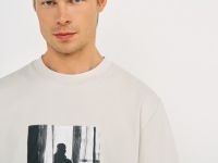 Футболка с принтом и патчем, Белый