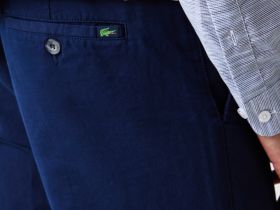 Мужские брюки Lacoste приталенного кроя из смеси хлопка и льна