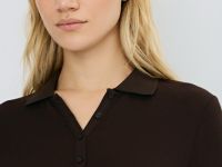 Джемпер поло из пряжи с модалом, Коричневый