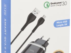 Зарядное устройство Hoco C12Q USB с кабелем microUSB 18 Вт Чёрное
