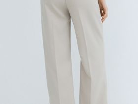 Прямые брюки с эластичным поясом, Бежевый