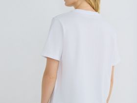 Футболка с декором на горловине, Белый