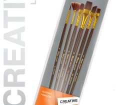 Набор кистей бордовая синтетика Pinax "CREATIVE" АССОРТИ 6 шт, длинная ручка