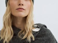 Вязаная шапка с отворотом, Серый