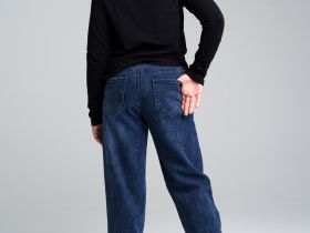 Брюки текстильные джинсовые утепленные флисом для девочек