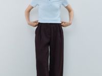 Поло в рубчик с коротким рукавом, Голубой