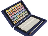 Набор акварели "Белые Ночи" 36 шт х 2,5 мл, кисти, фарфоровая палитра, синее дерево