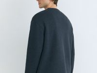 Свитшот с вырезом хенли, Синий