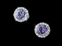 Пусеты из белого золота с танзанитами и бриллиантами э4742пс12200412