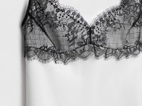 Атласный топ с кружевом, Бежевый