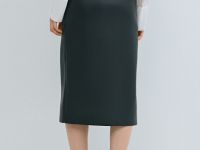 Юбка миди из искусственной кожи, Черный