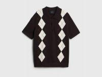 Джемпер поло с ромбами, Коричневый