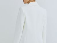 Двубортный приталенный жакет, Белый