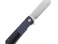 Складной нож Bestech Titan, сталь дамаск, рукоять черно-синяя G10/карбон
