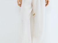 Широкие брюки с поясом, Бежевый