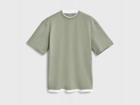 Футболка из плотного хлопка с контрастными деталями, Зеленый