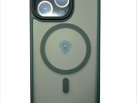 Чехол-накладка Dfansdesign Magsafe Case для Apple iPhone 14 Pro пластиковый прозрачно-черный (темно-зеленая рамка)