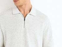 Поло из текстурной ткани с молнией, Серый