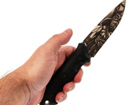 Туристический нож Honor Prime, сталь D2 с гравировкой, рукоять черный G10