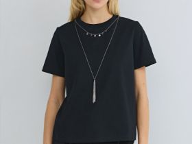 Футболка с ожерельем, Черный