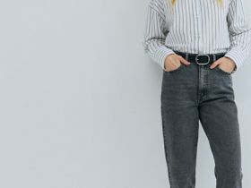 Джинсы Mom с высокой посадкой, Серый