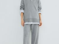 Джемпер с воротником-стойкой на молнии, Серый