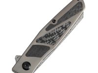 Складной нож Kansept Cru сталь Damascus, рукоять Bronze Titanium/Twill Carbon Fiber