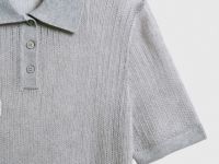 Джемпер структурной вязки с воротником-поло, Серый