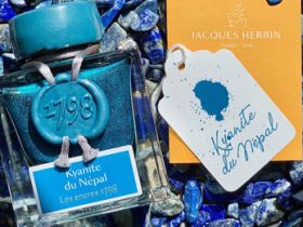 Чернила в банке Herbin Prestige 1798, 50 мл, Vert Atlantide Зеленый с серебряными и золотыми блестка