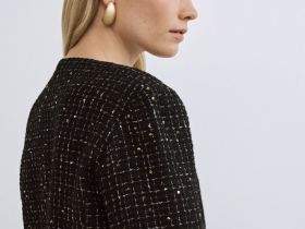 Твидовый укороченный жакет, Черный