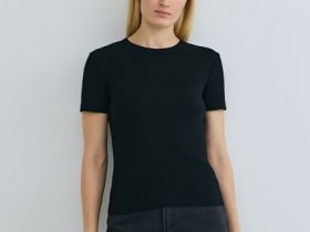 Футболка в рубчик, Черный