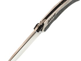 Складной нож TuoTown Tiburon satin, сталь Tmax, рукоять Grey Crystal Ti/Chaotic Black CF