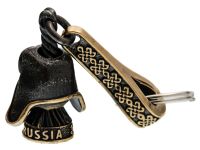 Брелок Череп в ушанке, бронза