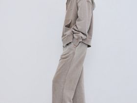 Базовые широкие брюки с эффектом стирки, Бежевый