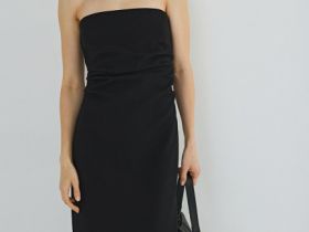 Платье-бюстье со съёмными бретелями, Черный