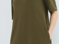 Платье-футболка с разрезом, Зеленый