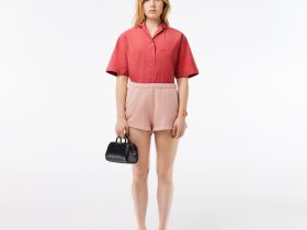 Женская рубашка Lacoste оверсайз с коротким рукавом