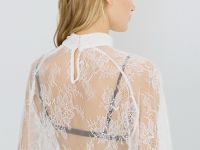 Кружевная блузка с воротником-стойкой, Бежевый