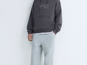 Худи с текстовым принтом, Серый