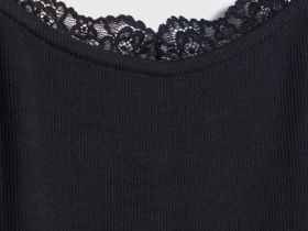 Майка с кружевом для девочек, Черный