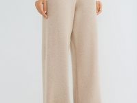 Вязаные широкие брюки, Бежевый