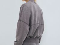 Бомбер с эффектом стирки, Серый