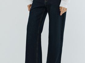 Широкие джинсы Wide leg с высокой посадкой, Синий