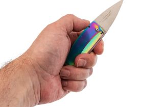 Складной нож нажим для денег Sanrenmu 6031LUE-SX, сталь 8Cr13MoV, рукоять нержавеющая сталь, градиент