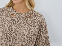Футболка с леопардовым принтом и эффектом стирки, Бежевый