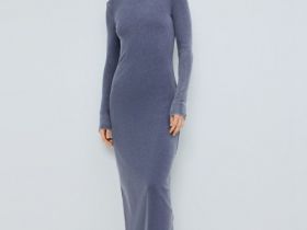 Платье в рубчик с эффектом стирки, Синий