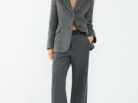 Ультраширокие джинсы с люрексом, Серый