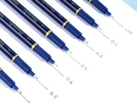 Набор капиллярных ручек Finenolo 7 шт (0.2, 0.25, 0.3, 0.35, 0.4, 0.45, 0.5мм) черные в пластиковой коробке