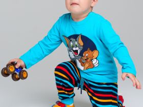 Комплект детский трикотажный для мальчиков: фуфайка (футболка с длинными рукавами), брюки